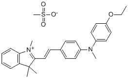 Molecular Structure of 88519-84-0 (3H-Indolium,2-[2-[4-[(4-ethoxyphenyl)methylamino]phenyl]ethenyl]-1,3,3-trimethyl-,methanesulfonate)
